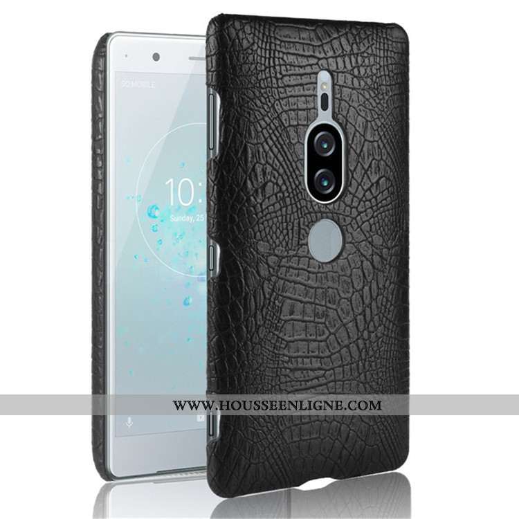 Housse Sony Xperia Xz2 Premium Modèle Fleurie Crocodile Coque Difficile Noir Téléphone Portable