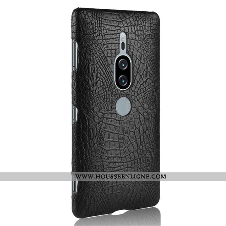 Housse Sony Xperia Xz2 Premium Modèle Fleurie Crocodile Coque Difficile Noir Téléphone Portable