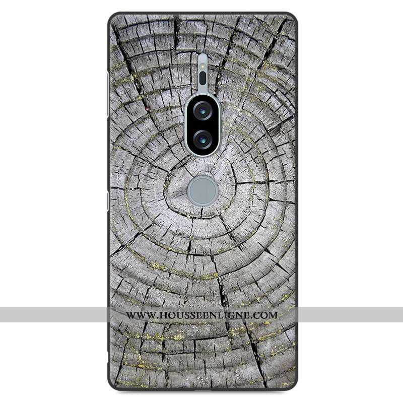 Housse Sony Xperia Xz2 Premium Modèle Fleurie Silicone Gris Personnalité Incassable En Bois Téléphon