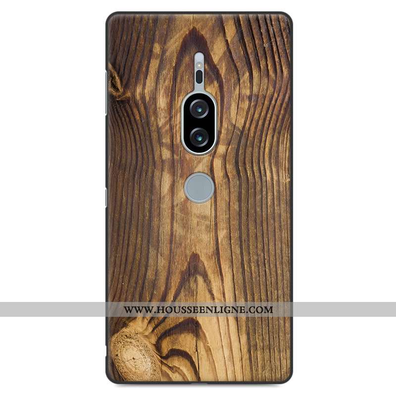 Housse Sony Xperia Xz2 Premium Modèle Fleurie Silicone Gris Personnalité Incassable En Bois Téléphon