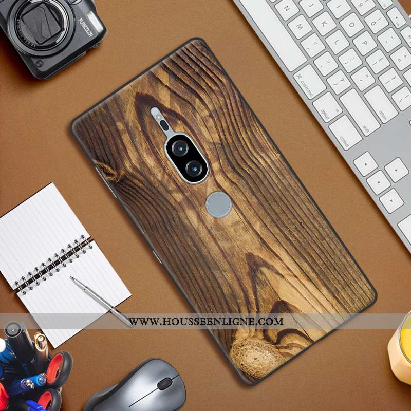 Housse Sony Xperia Xz2 Premium Modèle Fleurie Silicone Gris Personnalité Incassable En Bois Téléphon