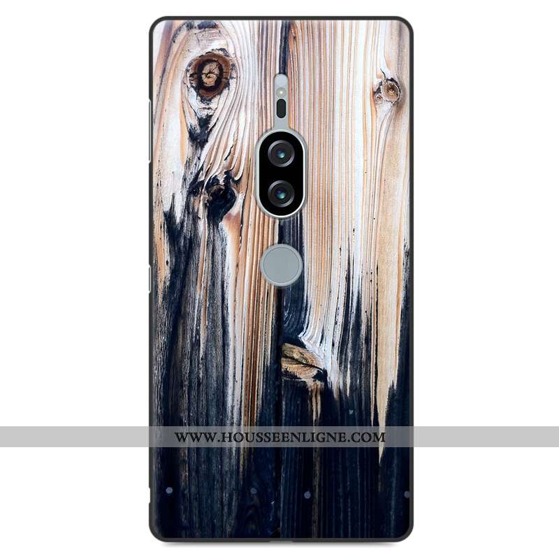 Housse Sony Xperia Xz2 Premium Modèle Fleurie Silicone Gris Personnalité Incassable En Bois Téléphon