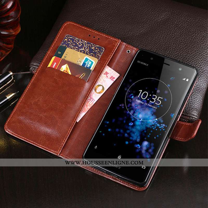 Housse Sony Xperia Xz2 Premium Portefeuille Cuir Tout Compris Étui Protection Téléphone Portable Mar