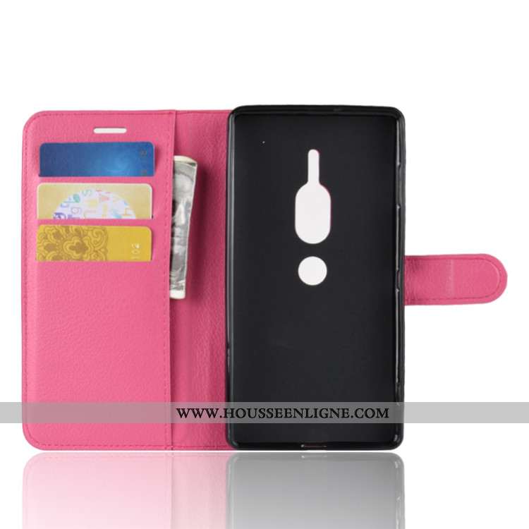 Housse Sony Xperia Xz2 Premium Portefeuille Cuir Téléphone Portable Noir Étui Coque