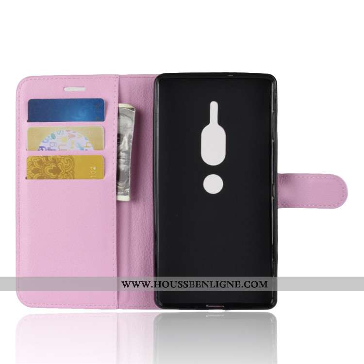 Housse Sony Xperia Xz2 Premium Portefeuille Cuir Téléphone Portable Noir Étui Coque