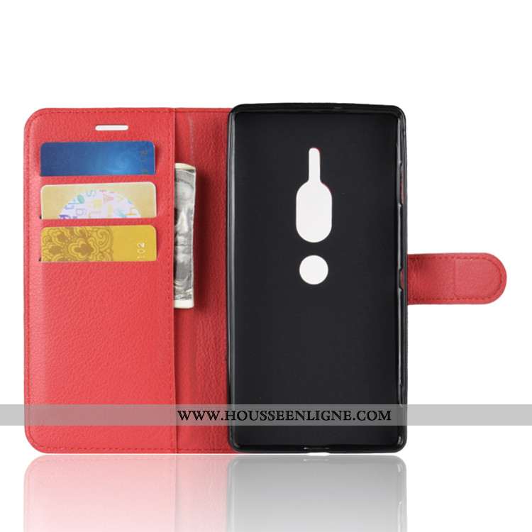 Housse Sony Xperia Xz2 Premium Portefeuille Cuir Téléphone Portable Noir Étui Coque