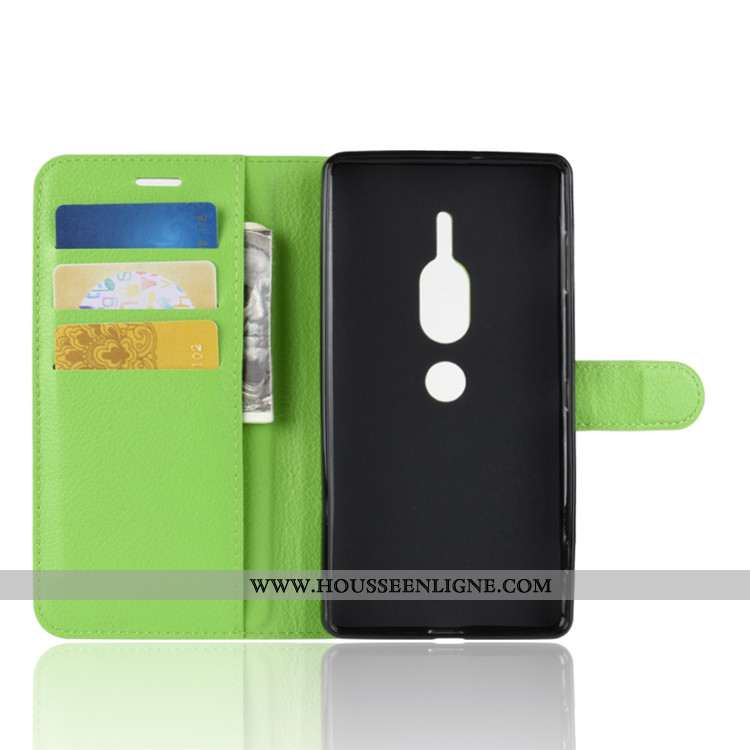 Housse Sony Xperia Xz2 Premium Portefeuille Cuir Téléphone Portable Noir Étui Coque