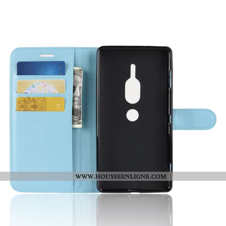 Housse Sony Xperia Xz2 Premium Portefeuille Cuir Téléphone Portable Noir Étui Coque