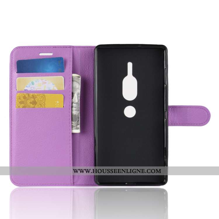 Housse Sony Xperia Xz2 Premium Portefeuille Cuir Téléphone Portable Noir Étui Coque