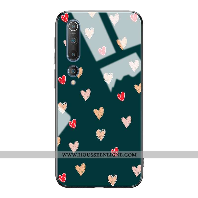 Housse Xiaomi Mi 10 Fluide Doux Silicone Amour Amoureux Personnalité Nouveau Créatif Verte