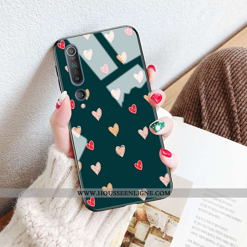 Housse Xiaomi Mi 10 Fluide Doux Silicone Amour Amoureux Personnalité Nouveau Créatif Verte