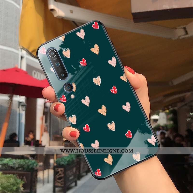 Housse Xiaomi Mi 10 Fluide Doux Silicone Amour Amoureux Personnalité Nouveau Créatif Verte