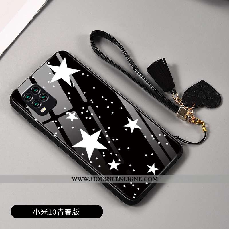 Housse Xiaomi Mi 10 Lite Créatif Charmant Difficile Protection Verre Amoureux Plaid Blanche