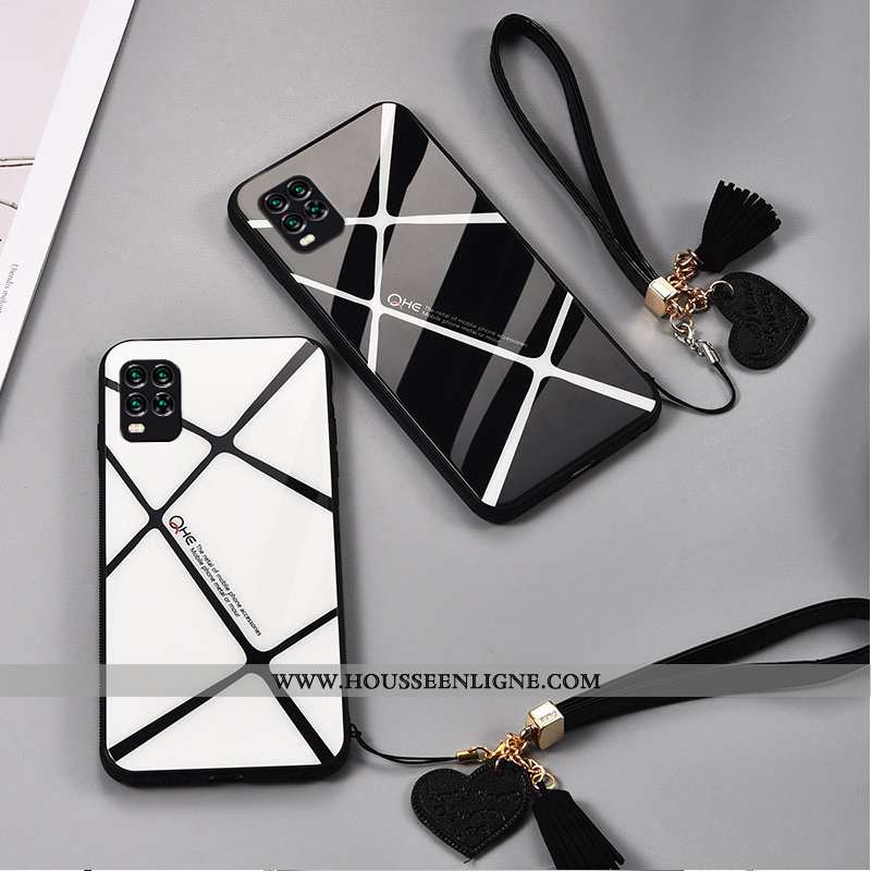 Housse Xiaomi Mi 10 Lite Créatif Charmant Difficile Protection Verre Amoureux Plaid Blanche