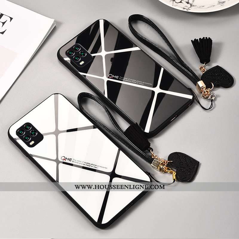Housse Xiaomi Mi 10 Lite Créatif Charmant Difficile Protection Verre Amoureux Plaid Blanche