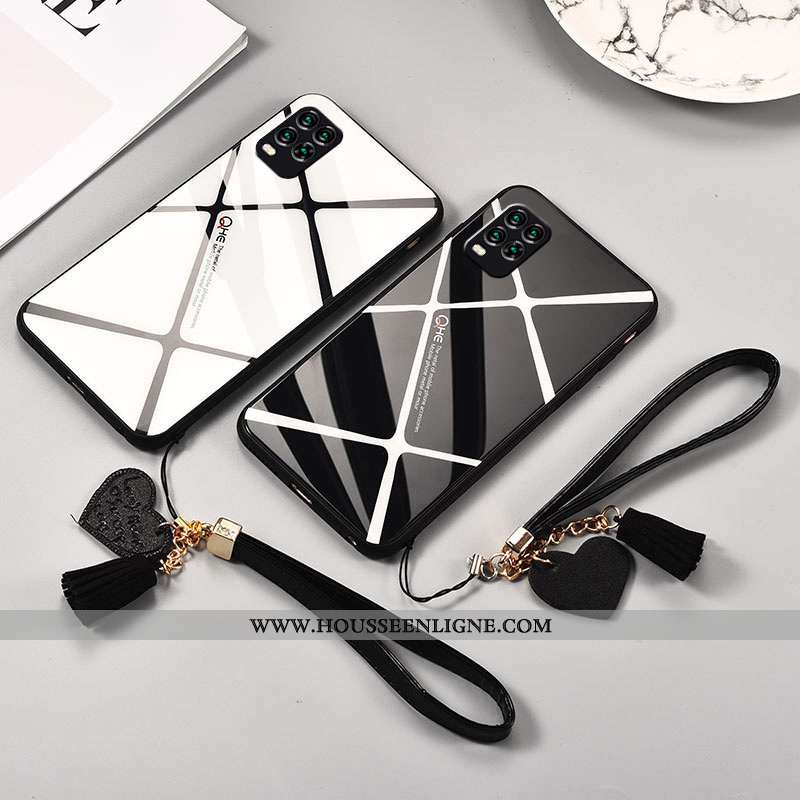 Housse Xiaomi Mi 10 Lite Créatif Charmant Difficile Protection Verre Amoureux Plaid Blanche