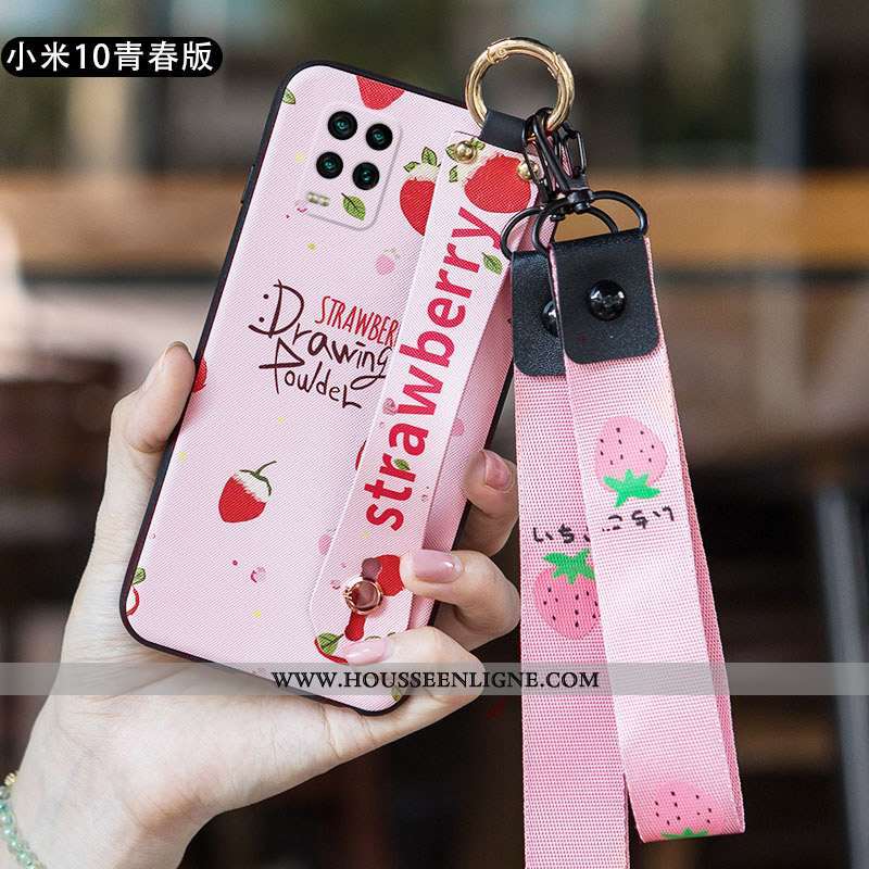 Housse Xiaomi Mi 10 Lite Protection Délavé En Daim Tout Compris Fluide Doux Petit Légère Rose