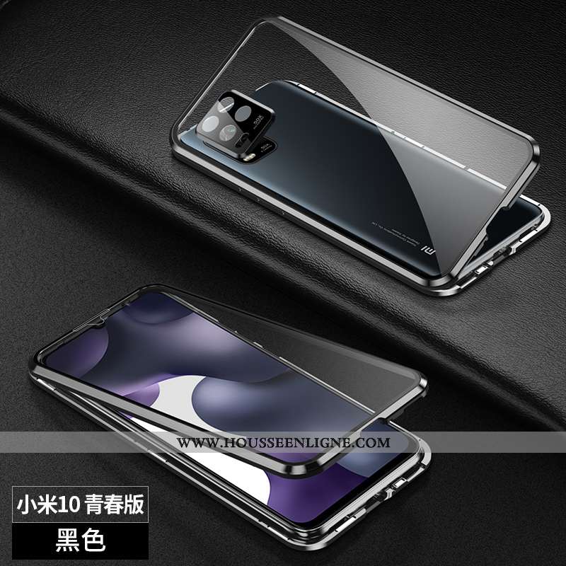 Housse Xiaomi Mi 10 Lite Protection Verre Incassable Petit Téléphone Portable Reversible Étui Violet