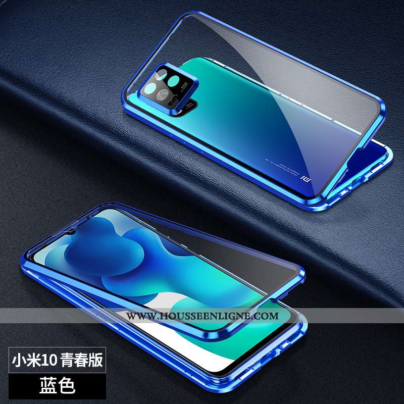 Housse Xiaomi Mi 10 Lite Protection Verre Incassable Petit Téléphone Portable Reversible Étui Violet