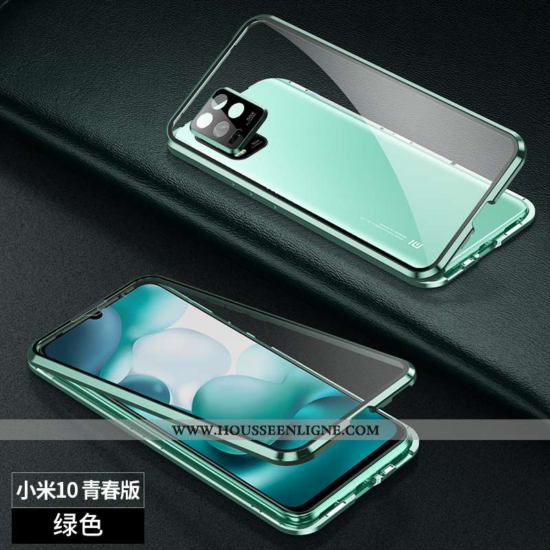 Housse Xiaomi Mi 10 Lite Protection Verre Incassable Petit Téléphone Portable Reversible Étui Violet