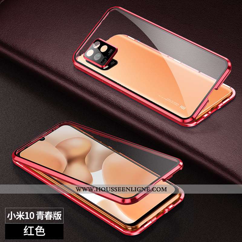 Housse Xiaomi Mi 10 Lite Protection Verre Incassable Petit Téléphone Portable Reversible Étui Violet