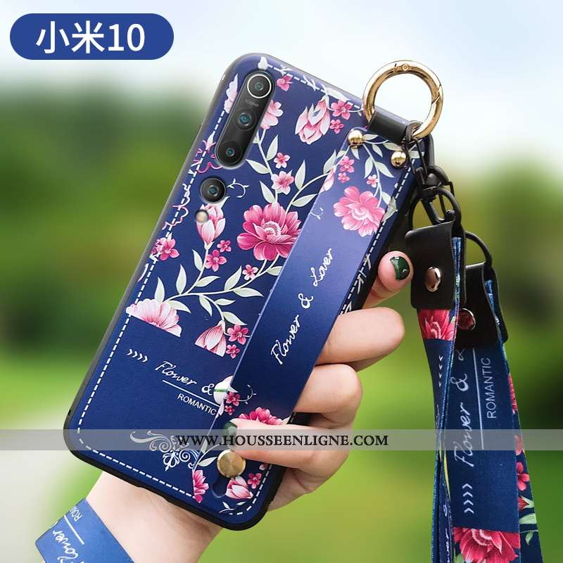Housse Xiaomi Mi 10 Personnalité Créatif Fleur Petit Protection Net Rouge Fluide Doux