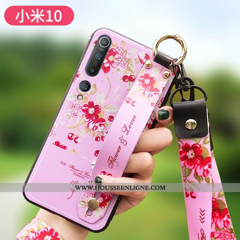Housse Xiaomi Mi 10 Personnalité Créatif Fleur Petit Protection Net Rouge Fluide Doux