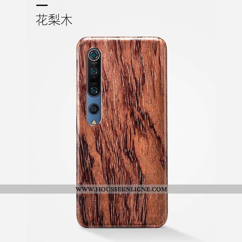 Housse Xiaomi Mi 10 Pro Délavé En Daim Ornements Suspendus Étui Antidérapant Coque Qualité En Bois M