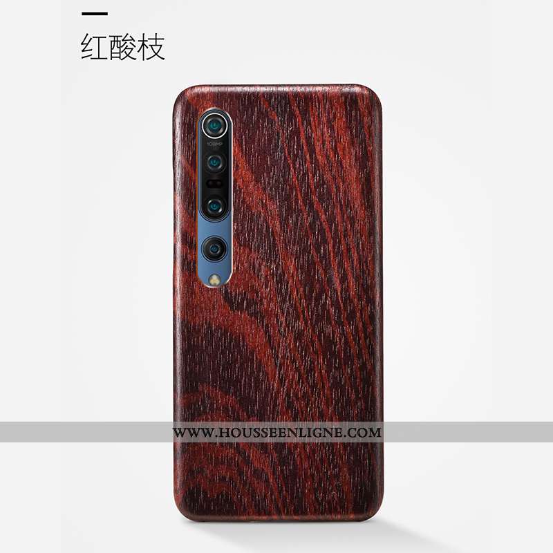 Housse Xiaomi Mi 10 Pro Délavé En Daim Ornements Suspendus Étui Antidérapant Coque Qualité En Bois M