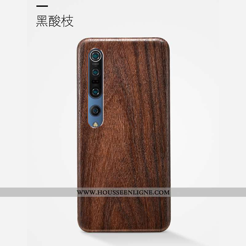Housse Xiaomi Mi 10 Pro Délavé En Daim Ornements Suspendus Étui Antidérapant Coque Qualité En Bois M