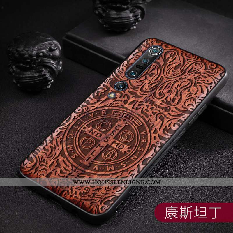 Housse Xiaomi Mi 10 Pro En Bois Modèle Fleurie Antidérapant Jeunesse Fleur Téléphone Portable Coque 