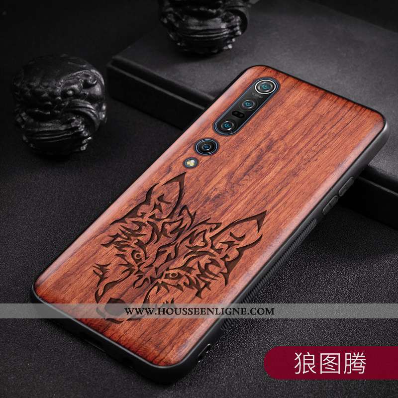 Housse Xiaomi Mi 10 Pro En Bois Modèle Fleurie Antidérapant Jeunesse Fleur Téléphone Portable Coque 