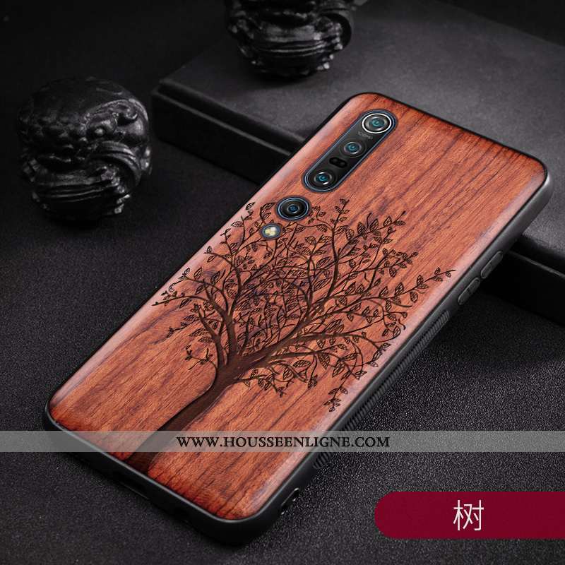 Housse Xiaomi Mi 10 Pro En Bois Modèle Fleurie Antidérapant Jeunesse Fleur Téléphone Portable Coque 