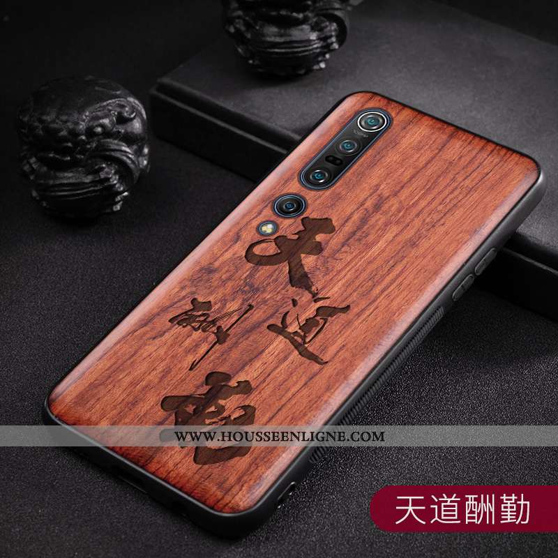 Housse Xiaomi Mi 10 Pro En Bois Modèle Fleurie Antidérapant Jeunesse Fleur Téléphone Portable Coque 