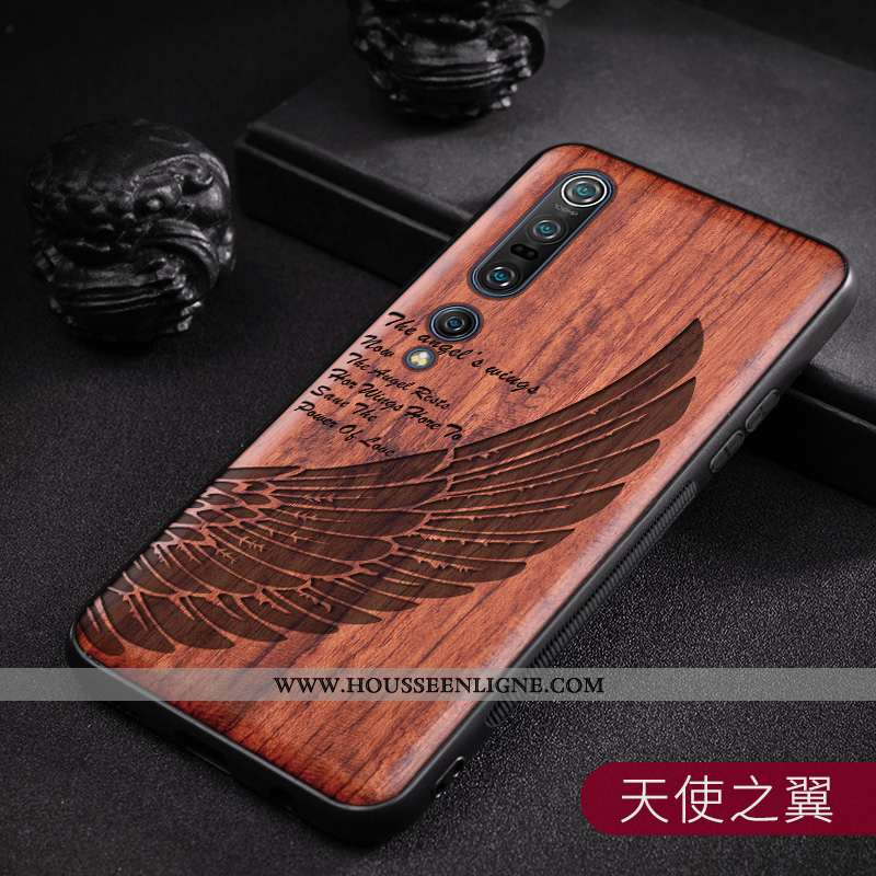Housse Xiaomi Mi 10 Pro En Bois Modèle Fleurie Antidérapant Jeunesse Fleur Téléphone Portable Coque 