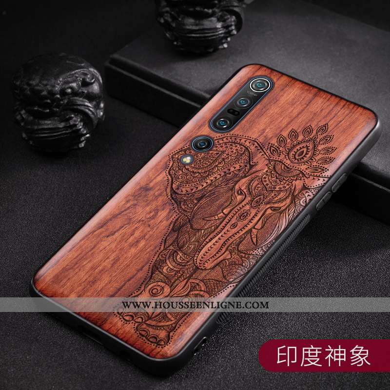 Housse Xiaomi Mi 10 Pro En Bois Modèle Fleurie Antidérapant Jeunesse Fleur Téléphone Portable Coque 