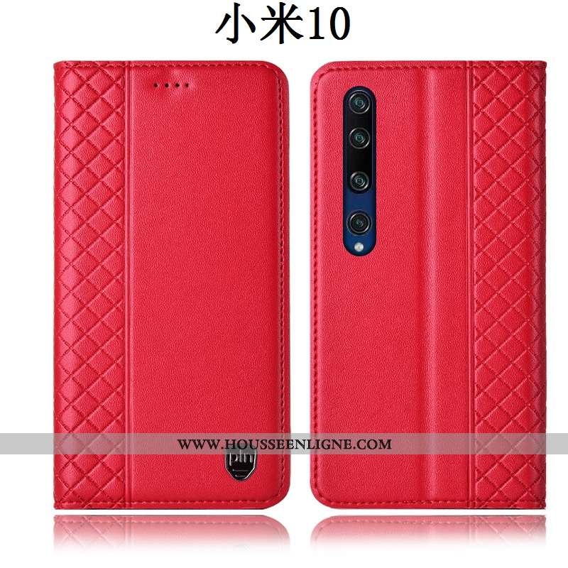 Housse Xiaomi Mi 10 Protection Cuir Véritable Incassable Coque Étui Jaune