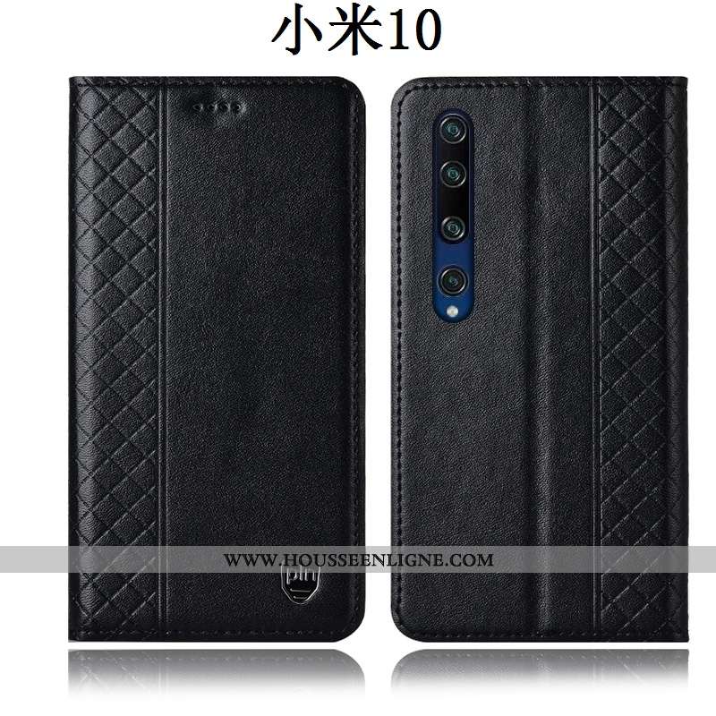 Housse Xiaomi Mi 10 Protection Cuir Véritable Incassable Coque Étui Jaune