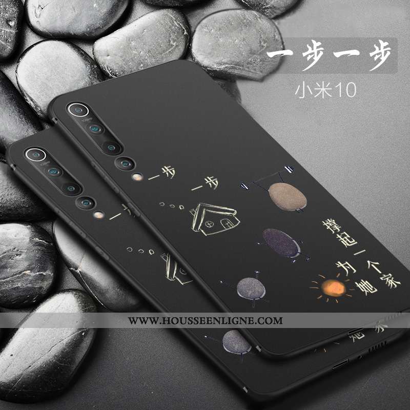 Housse Xiaomi Mi 10 Tendance Légère Téléphone Portable Tout Compris Coque Incassable Silicone Noir