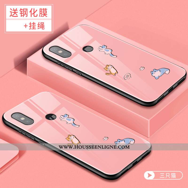 Housse Xiaomi Mi 8 Charmant Silicone Difficile Téléphone Portable Rose Verre Étui