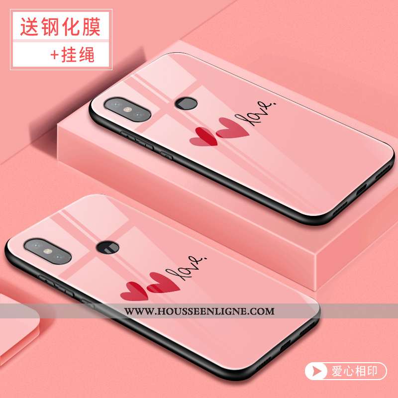 Housse Xiaomi Mi 8 Charmant Silicone Difficile Téléphone Portable Rose Verre Étui