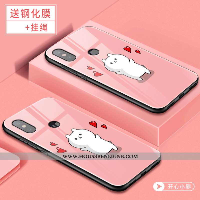 Housse Xiaomi Mi 8 Charmant Silicone Difficile Téléphone Portable Rose Verre Étui