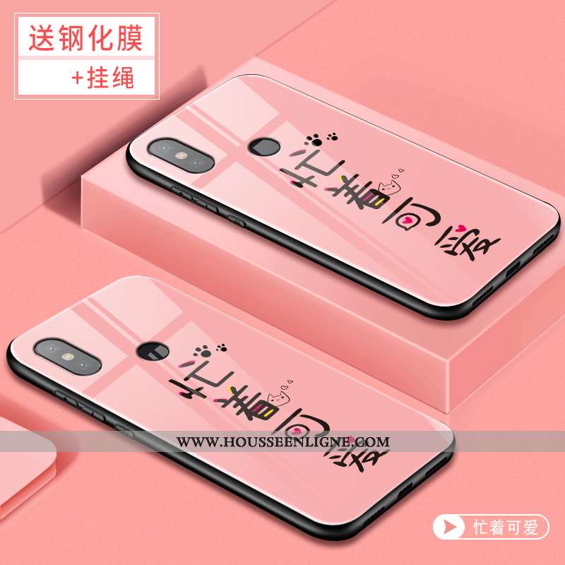 Housse Xiaomi Mi 8 Charmant Silicone Difficile Téléphone Portable Rose Verre Étui