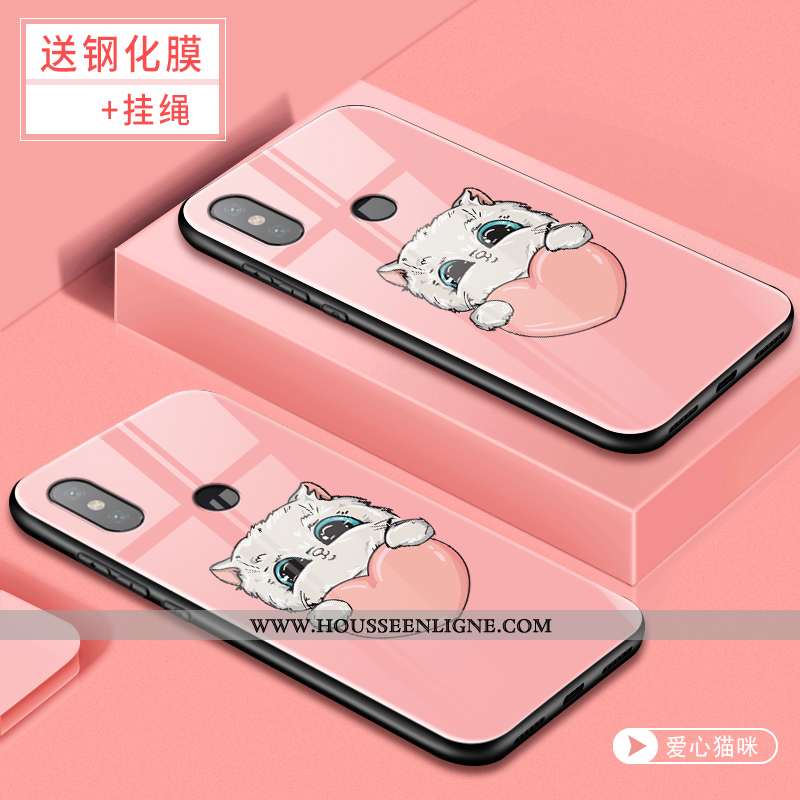 Housse Xiaomi Mi 8 Charmant Silicone Difficile Téléphone Portable Rose Verre Étui