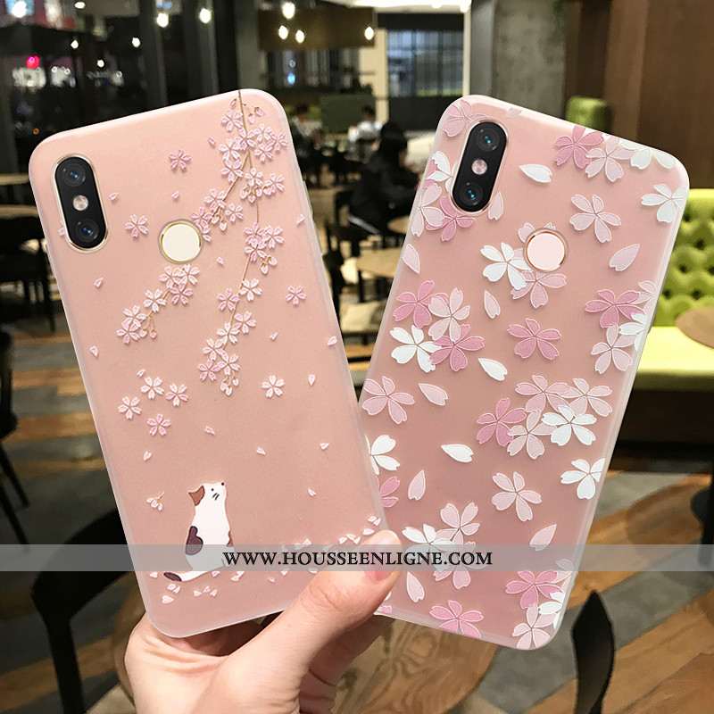 Housse Xiaomi Mi 8 Fluide Doux Silicone Simple Tendance Nouveau Téléphone Portable Net Rouge Rose