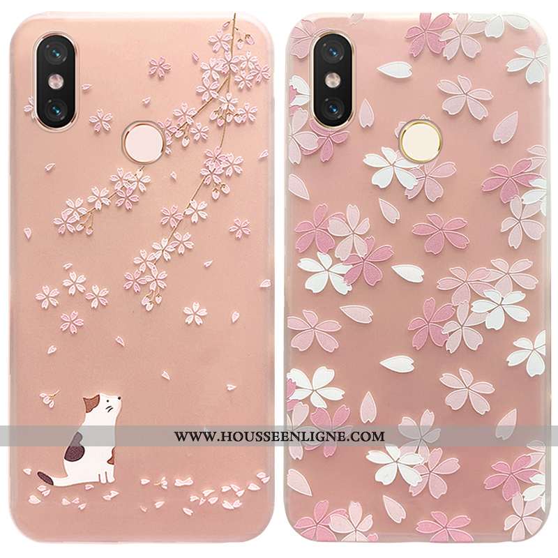 Housse Xiaomi Mi 8 Fluide Doux Silicone Simple Tendance Nouveau Téléphone Portable Net Rouge Rose