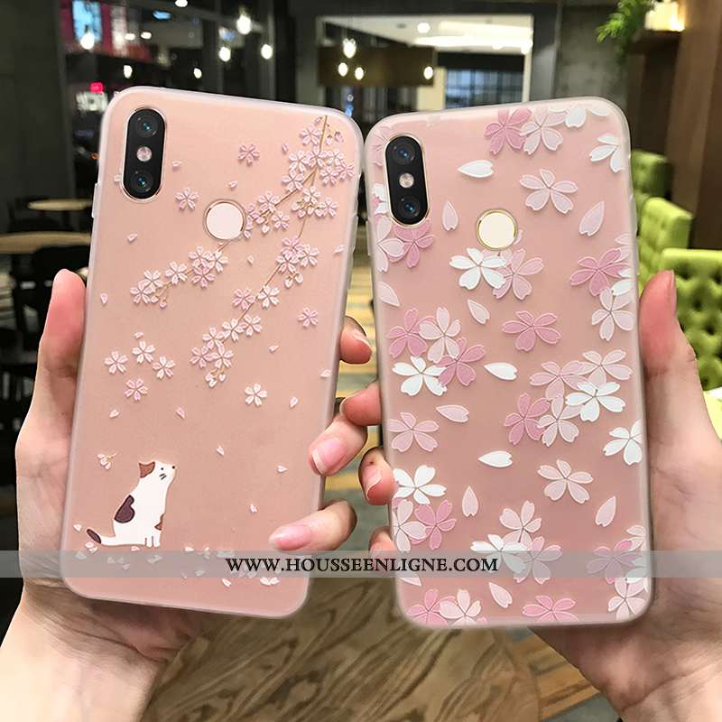 Housse Xiaomi Mi 8 Fluide Doux Silicone Simple Tendance Nouveau Téléphone Portable Net Rouge Rose