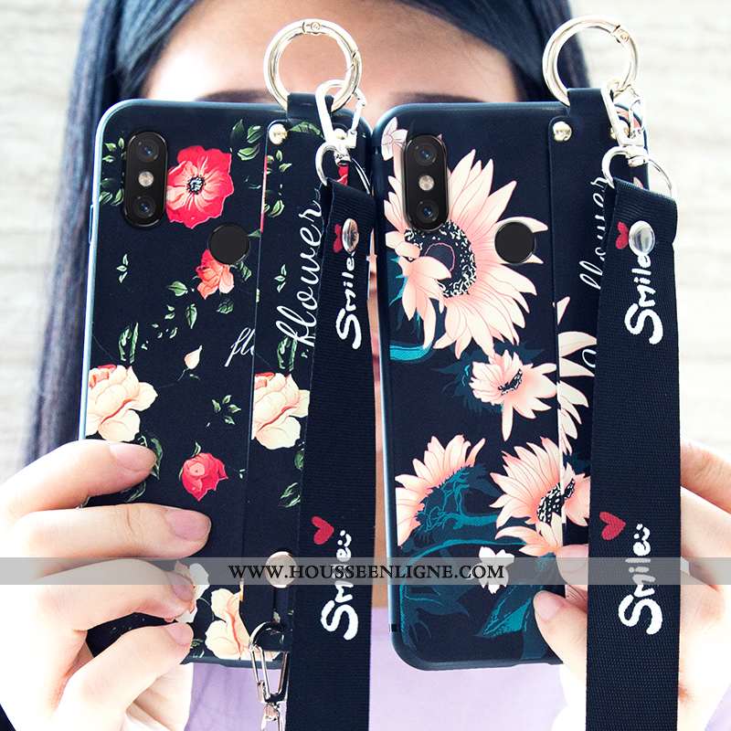 Housse Xiaomi Mi 8 Fluide Doux Silicone Téléphone Portable Vintage Petit Rose Ornements Suspendus