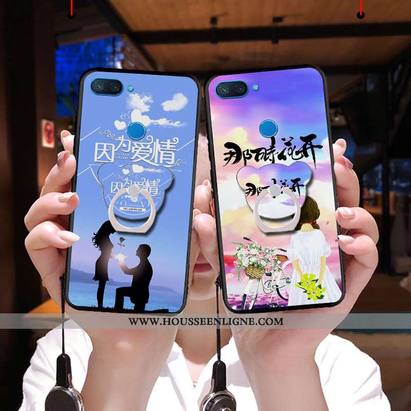 Housse Xiaomi Mi 8 Lite Créatif Tendance Incassable Petit Vent Étui Délavé En Daim Bleu