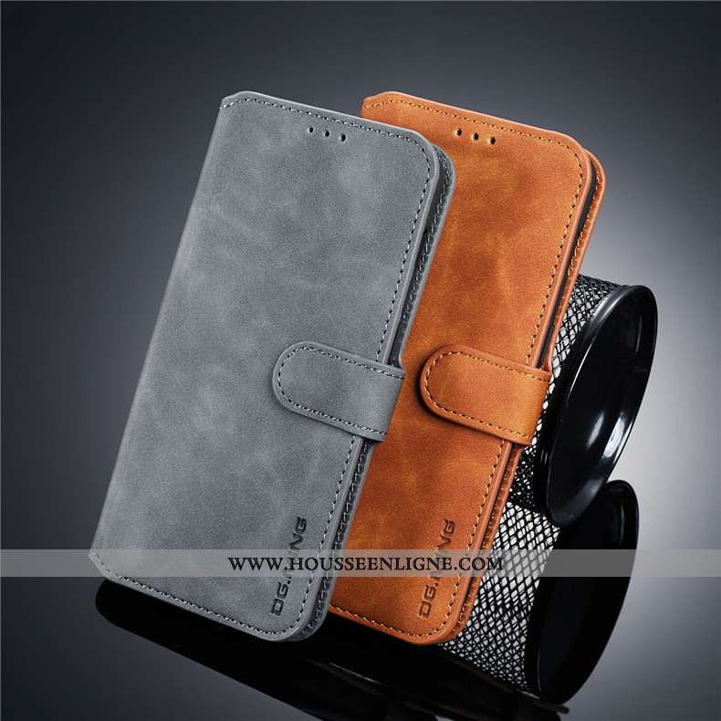 Housse Xiaomi Mi 8 Lite Cuir Coque Carte Étui Petit Téléphone Portable Gris